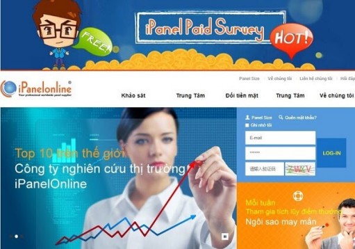 Web khảo sát kiếm tiền online trên iPanelonline 